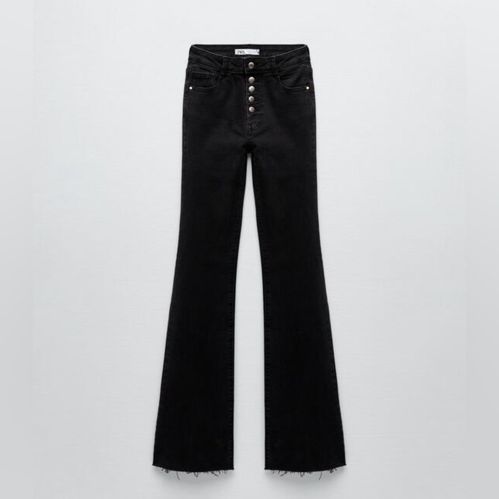 Zara Flare Exposed Button Jeans